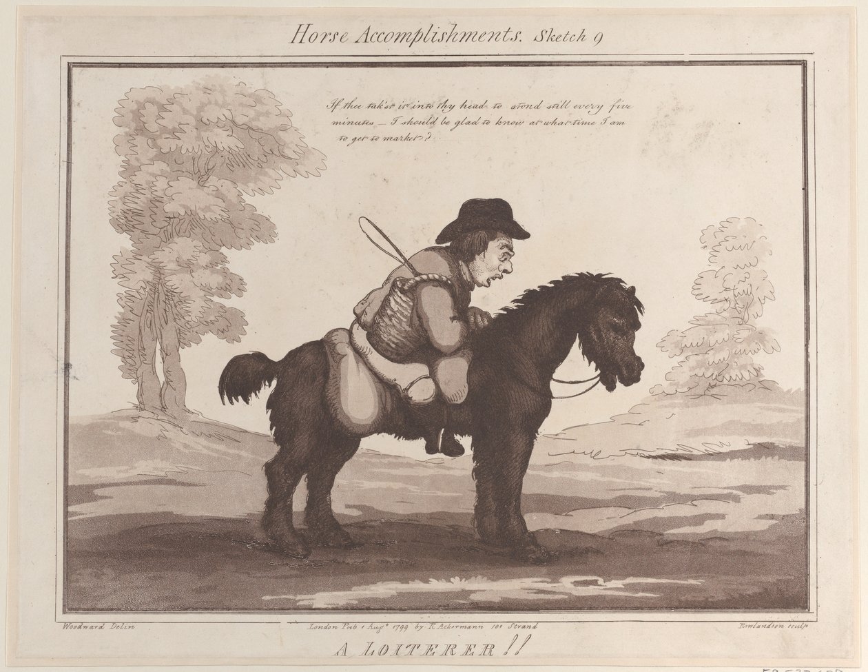 Horse Accomplishments, Sketch 9: A Loiterer !!, 1 augusti 1799., 1 augusti 1799. av Thomas Rowlandson