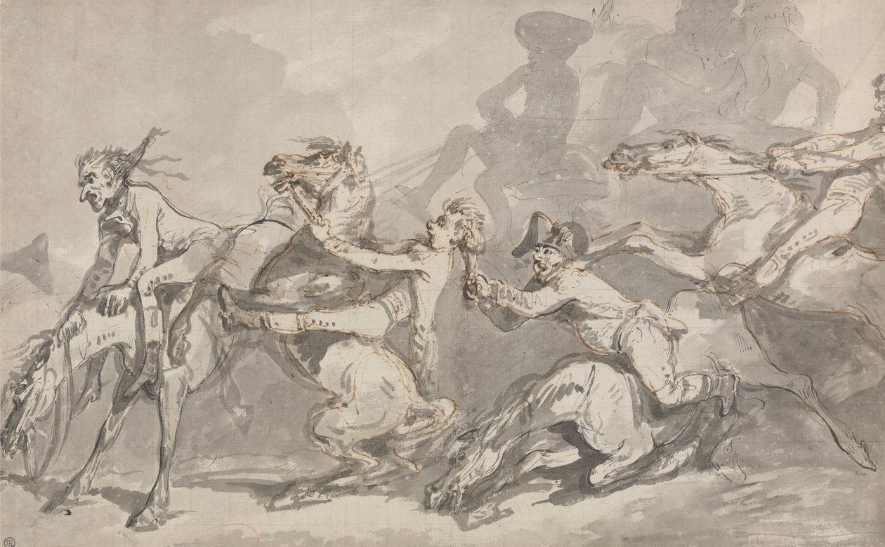Ryttare som kolliderar av Thomas Rowlandson