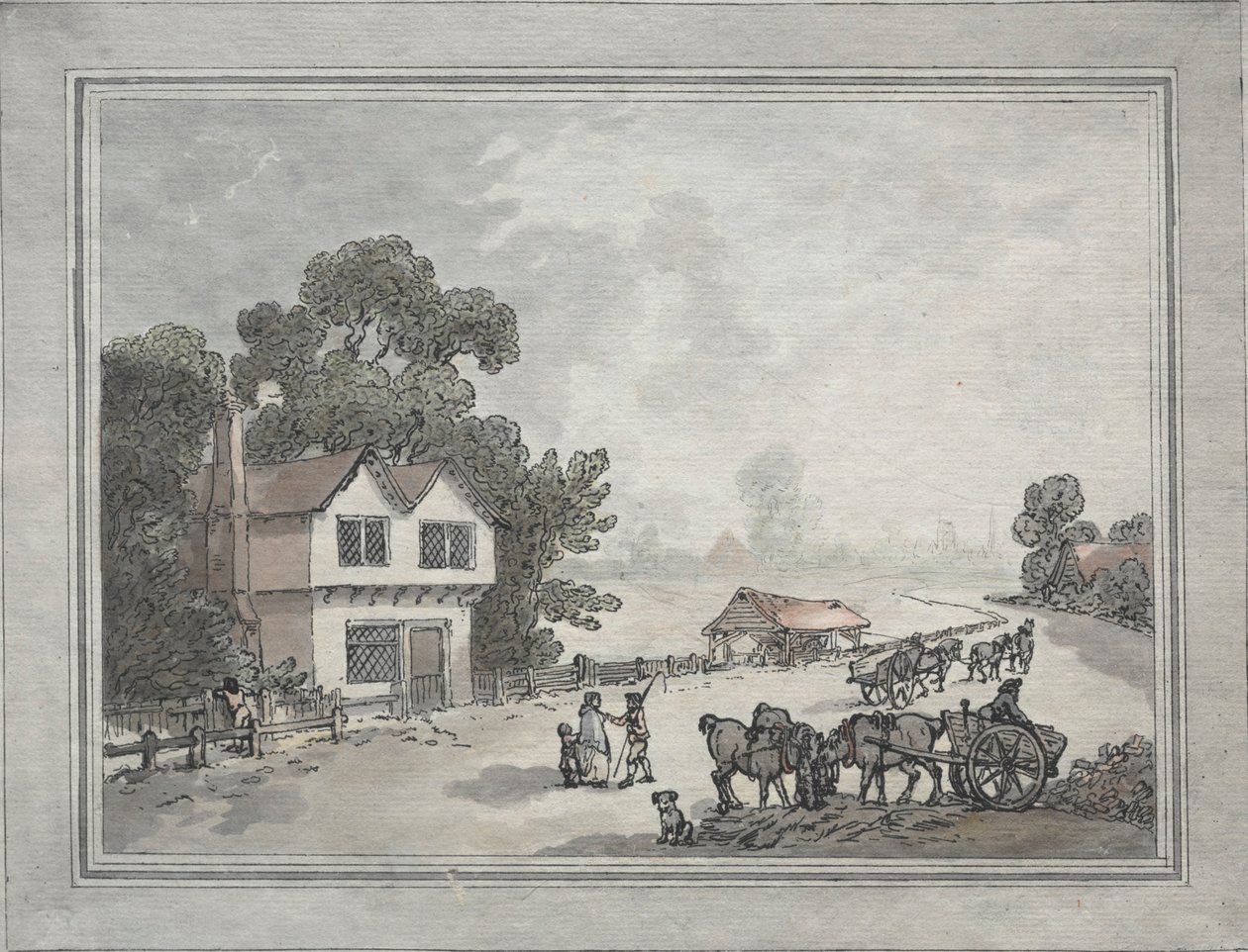 Hästar och vagnar på en landsväg av Thomas Rowlandson
