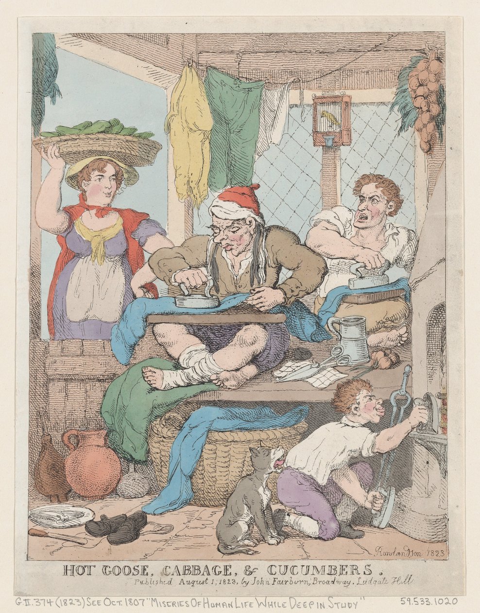 Varm gås, kål och gurka, 1823., 1823. av Thomas Rowlandson