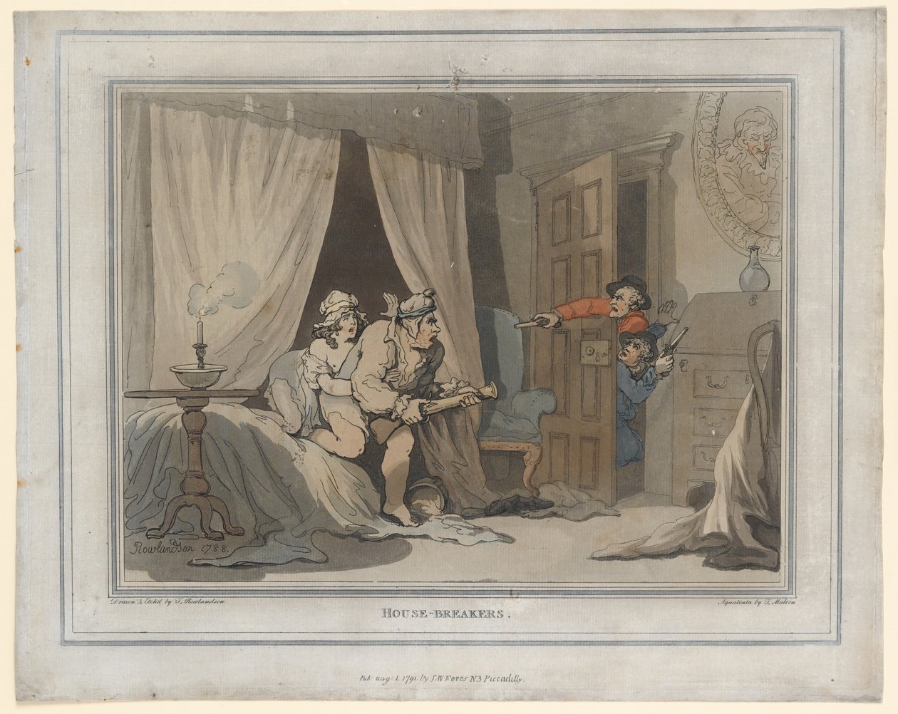 House Breakers, tryck gjord av Thomas Molten, 1791 (handfärgad gravyr) av Thomas Rowlandson