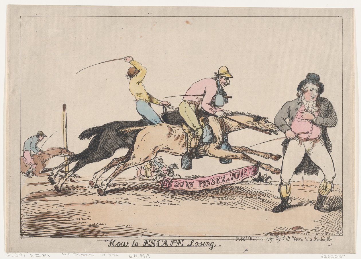 How to Escape Losing, 22 november 1791, 22 november 1791. av Thomas Rowlandson
