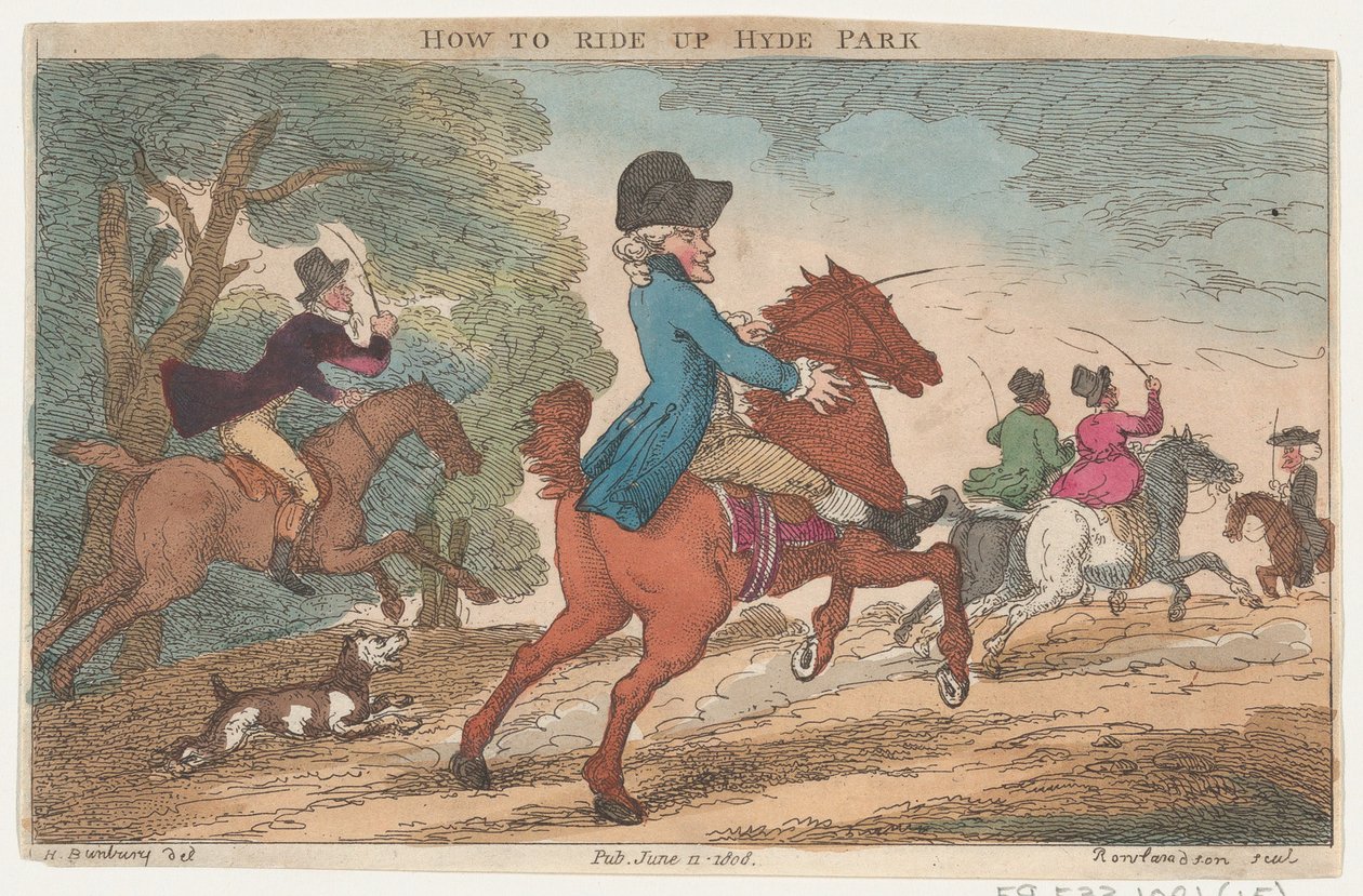 How to Ride Up Hyde Park, 11 juni 1808., 11 juni 1808. av Thomas Rowlandson