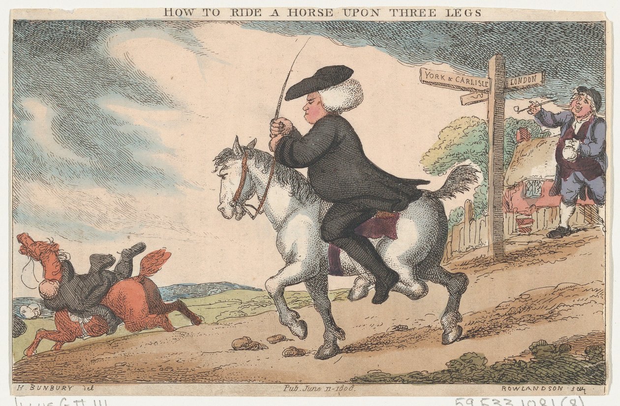 Hur man rider en häst på tre ben, 11 juni 1808., 11 juni 1808. av Thomas Rowlandson