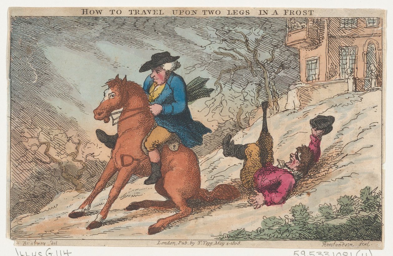 Hur man reser på två ben i frost, 4 maj 1808., 4 maj 1808. av Thomas Rowlandson