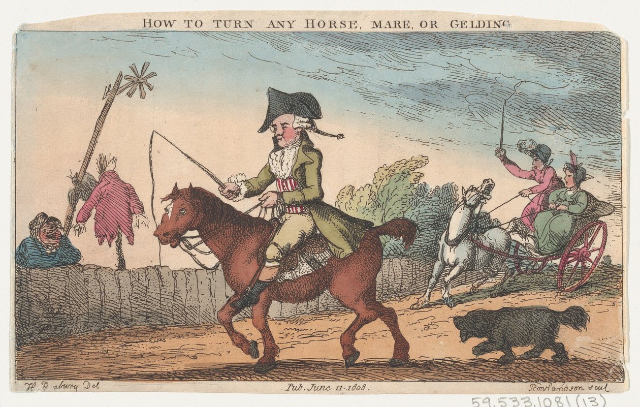 Hur man vänder vilken häst, sto eller valack som helst, 11 juni 1808., 11 juni 1808. av Thomas Rowlandson