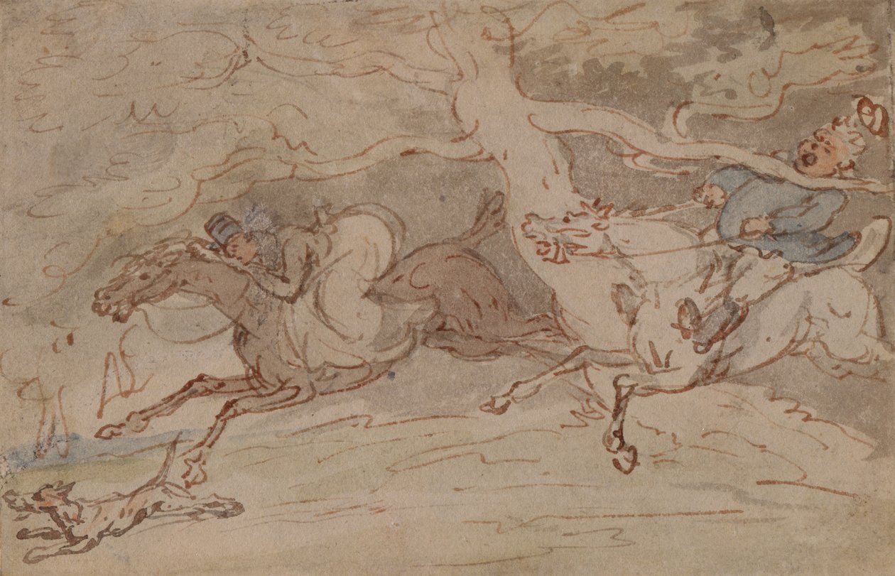 "Hur man vrider på halsen" (penna, rött bläck och akvarell på papper) av Thomas Rowlandson