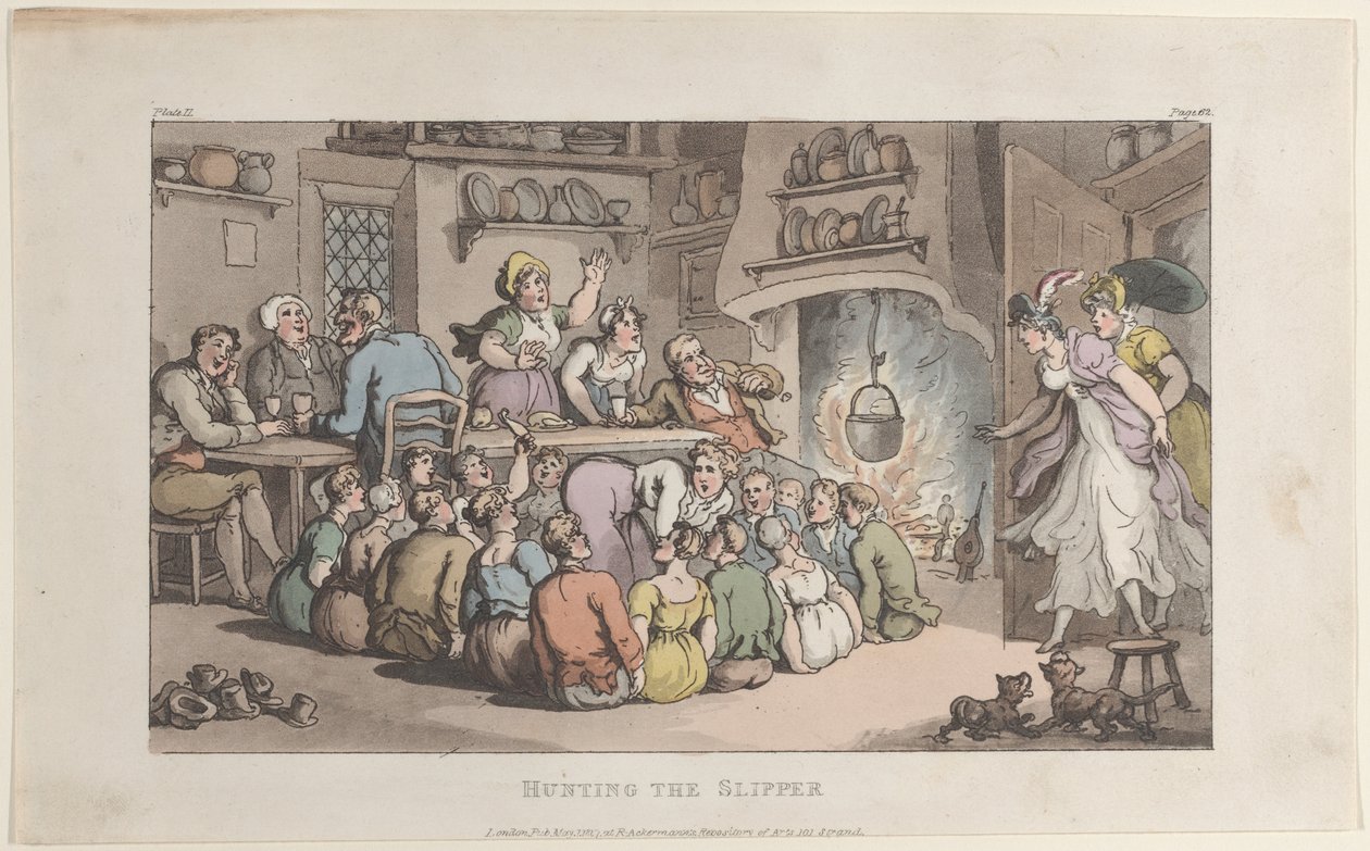 Hunting the Slipper, från The Vicar of Wakefield, 1 maj 1817., 1 maj 1817. av Thomas Rowlandson