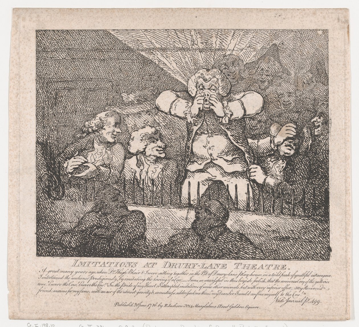 Imitationer på Drury-Lane Theatre Picturesque Beauties of Boswell, Part the Secon..., 20 juni 1786. av Thomas Rowlandson