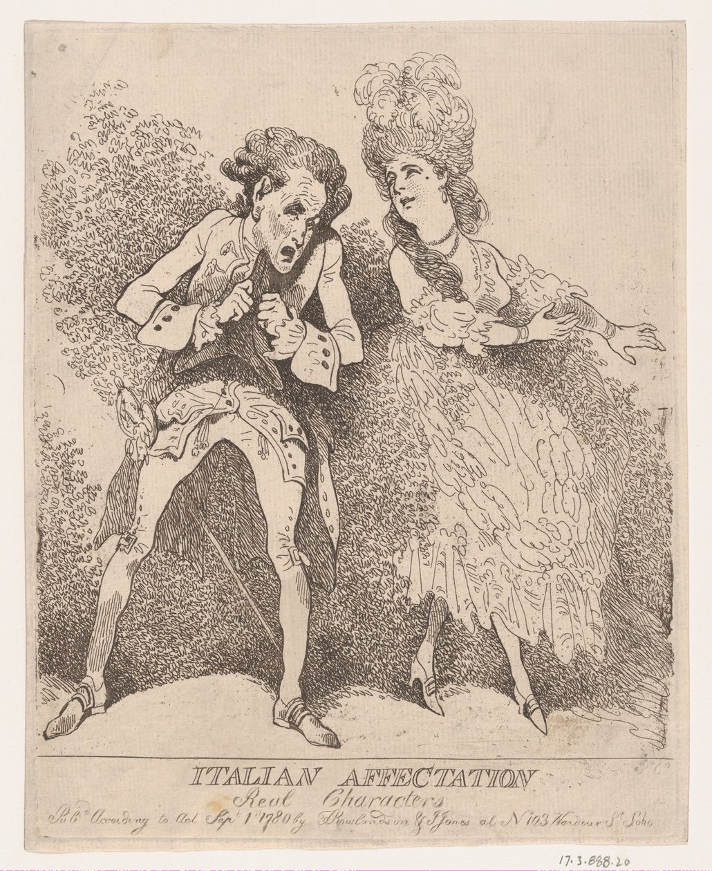 Italiensk tillgivenhet, riktiga karaktärer, 1 september 1780., 1 september 1780. av Thomas Rowlandson