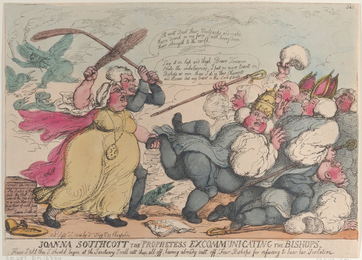 Joanna Southcott the Prophetess Excommunicating the Bishops, 20 september 1814., 20 september 1814 av Thomas Rowlandson