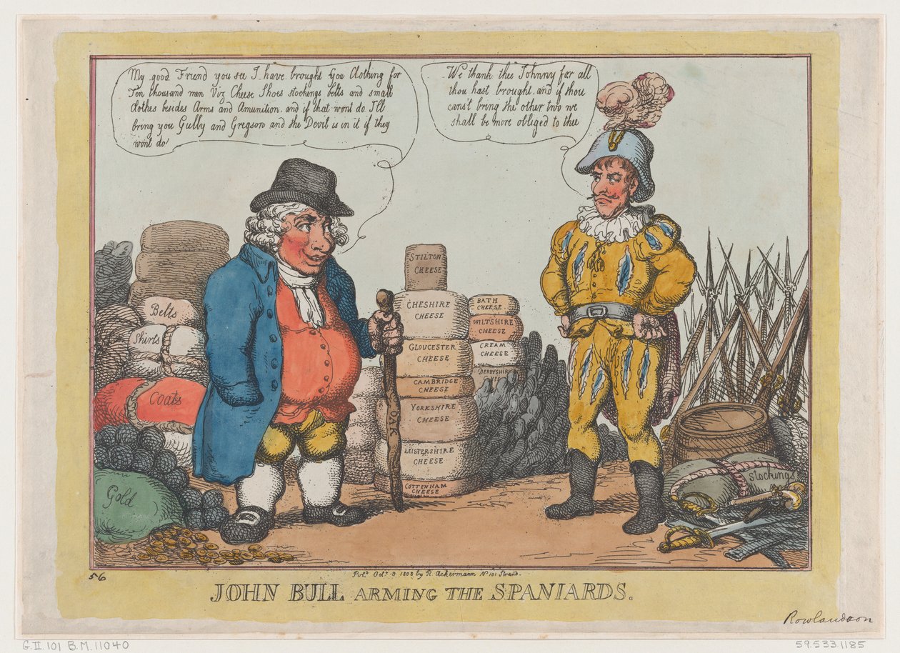 John Bull beväpnar spanjorerna, 3 oktober 1808., 3 oktober 1808. av Thomas Rowlandson