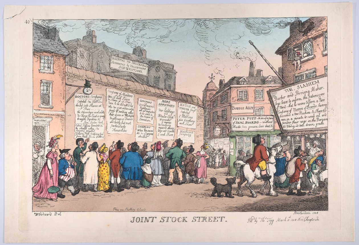 Joint Stock Street, 10 mars 1808, 10 mars 1808. av Thomas Rowlandson
