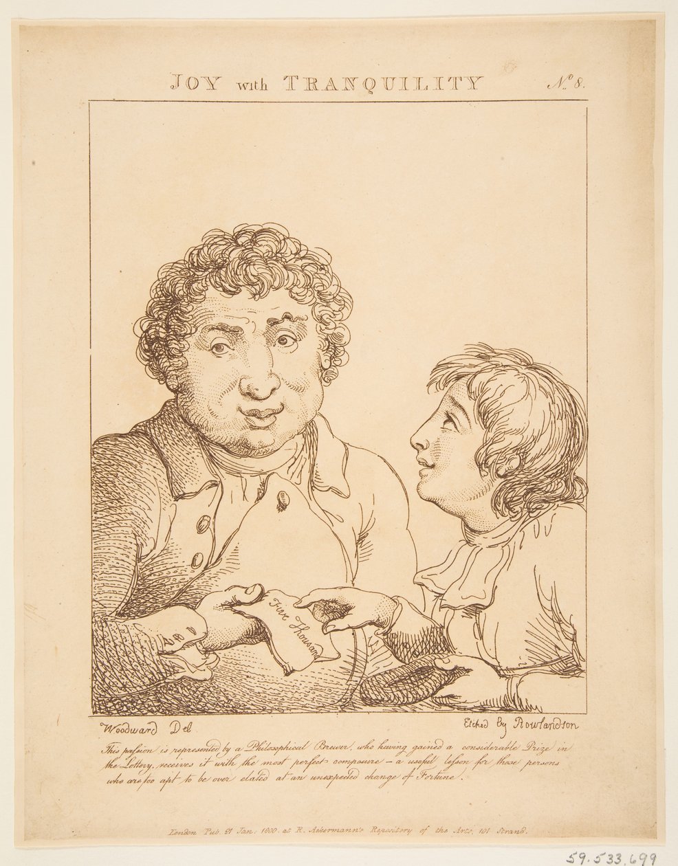 Joy with Tranquility Le Brun Travested, eller Caricatures of the Passions, 21 januari 1800. av Thomas Rowlandson