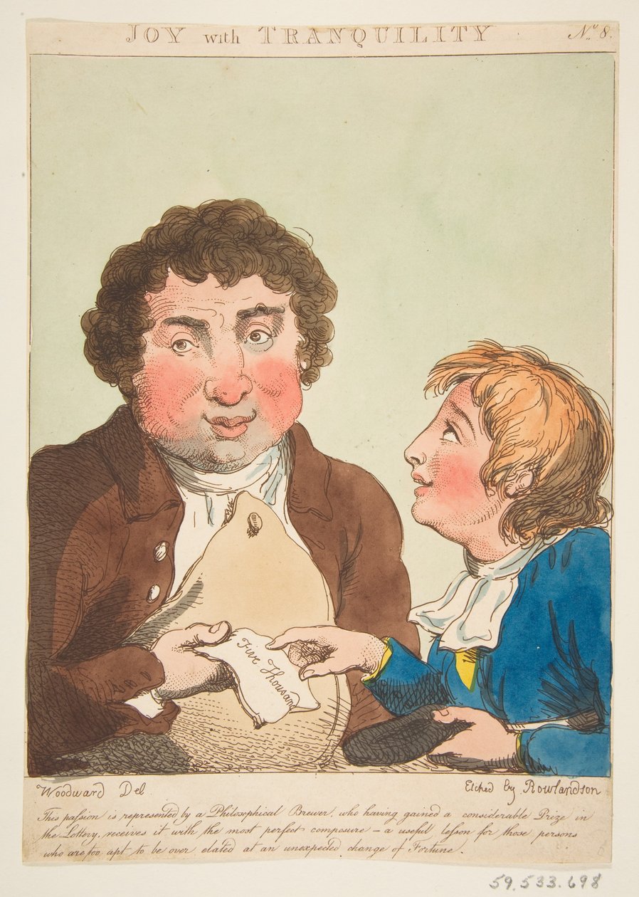Joy with Tranquility Le Brun Travested, eller Caricatures of the Passions, 21 januari 1800. av Thomas Rowlandson