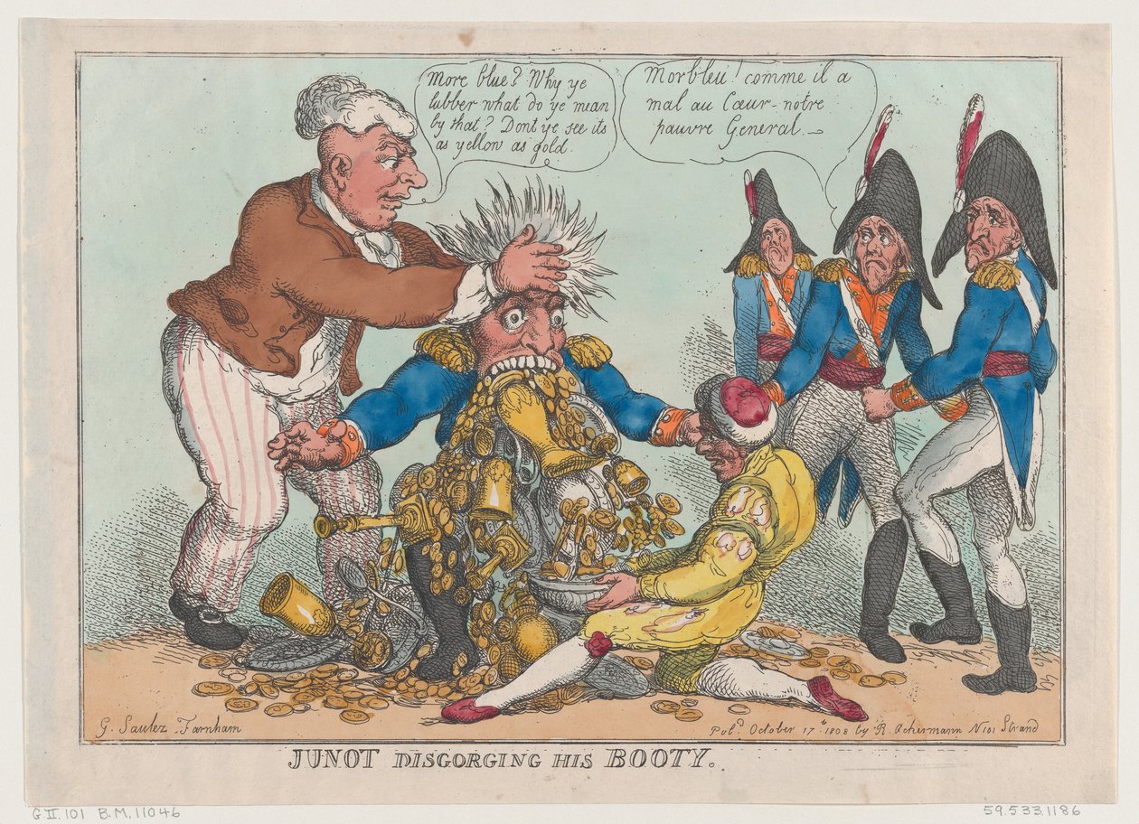 Junot Disgorging His Booty, 17 oktober 1808., 17 oktober 1808. av Thomas Rowlandson