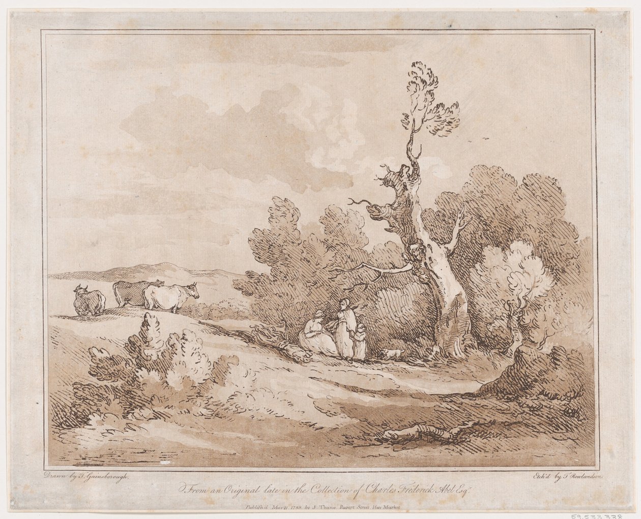 Landskap med figurer som samlar trä under knotiga träd, 21 maj 1789, 21 maj 1789. av Thomas Rowlandson