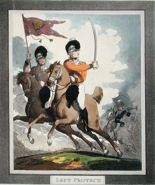 Vänster skydd, från "Hungarian and Highland Broadsword", publicerad 1798 (akvatint) av Thomas Rowlandson