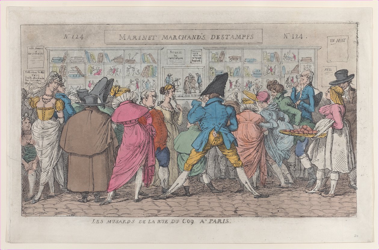 Musarderna på Rue du Coq i Paris Dawdlers på Rue Coq, ca. 1810., ca. 1810. av Thomas Rowlandson