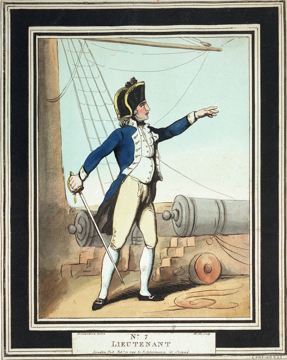 Löjtnant, kadett i Royal Navy på 1700-talet av Thomas Rowlandson
