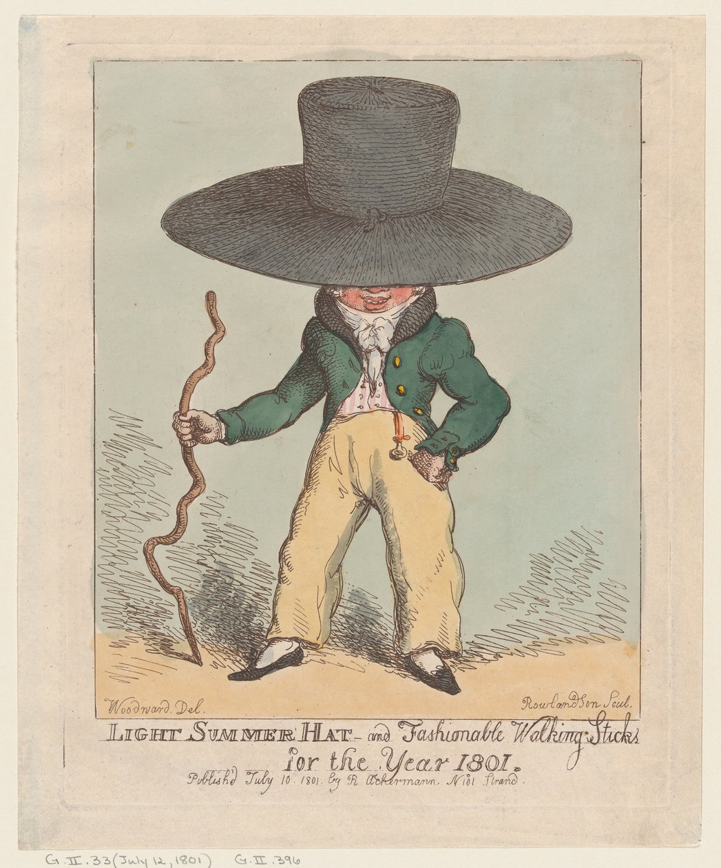 Lätt sommarhatt och moderiktiga promenadkäppar för år 1801, 10 juli 1801., 10 juli 1801. av Thomas Rowlandson