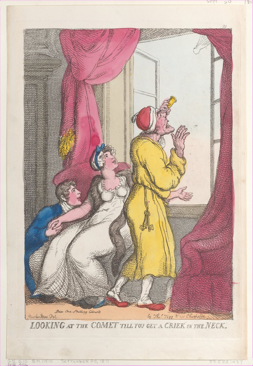 Tittar på kometen tills du får en spricka i nacken, 20 september 1811, 20 september 1811. av Thomas Rowlandson
