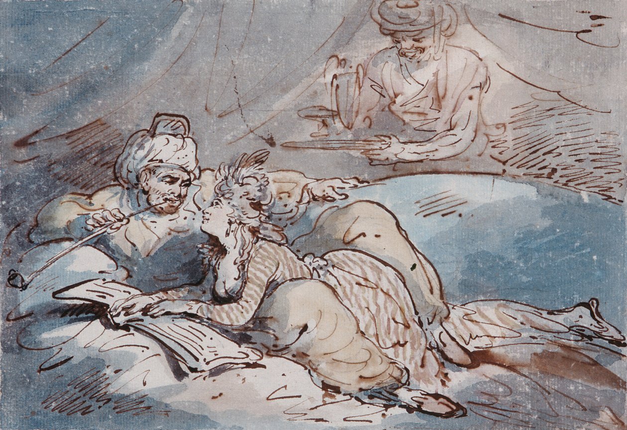 Love in the East, c.1787 (penna och färgtvätt) av Thomas Rowlandson