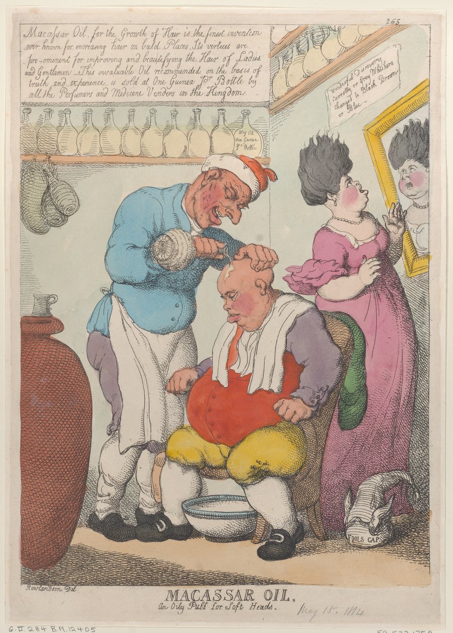 Macassar Oil, An Oily Puff for Soft Heads, 15 mars 1814., 15 mars 1814. av Thomas Rowlandson