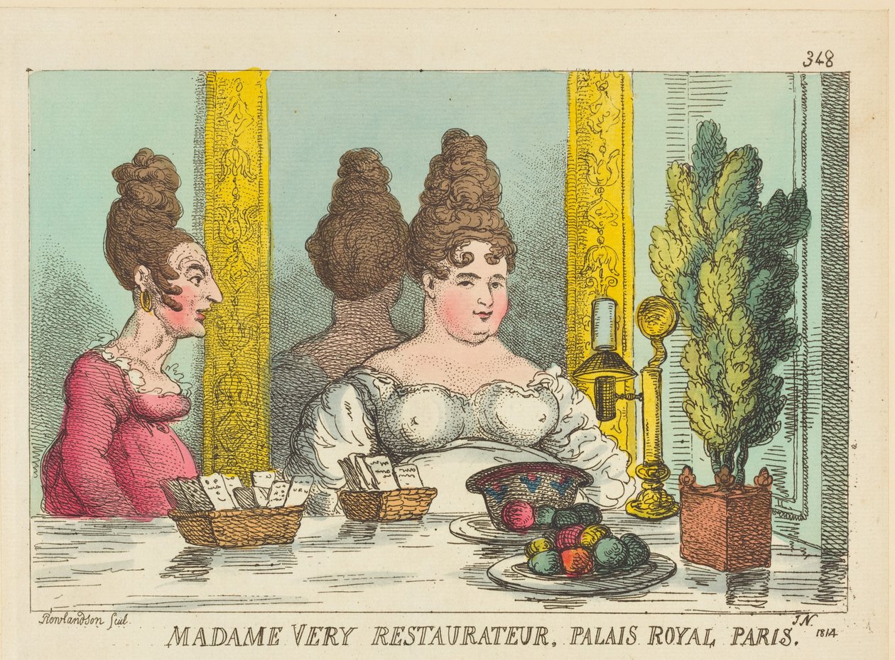 Fru Very, restaurangägare, Palais Royal, Paris av Thomas Rowlandson