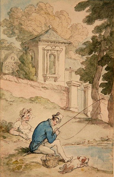 Man Fishing, ca 1780 (penna & brunt bläck och akvarell på papper) av Thomas Rowlandson