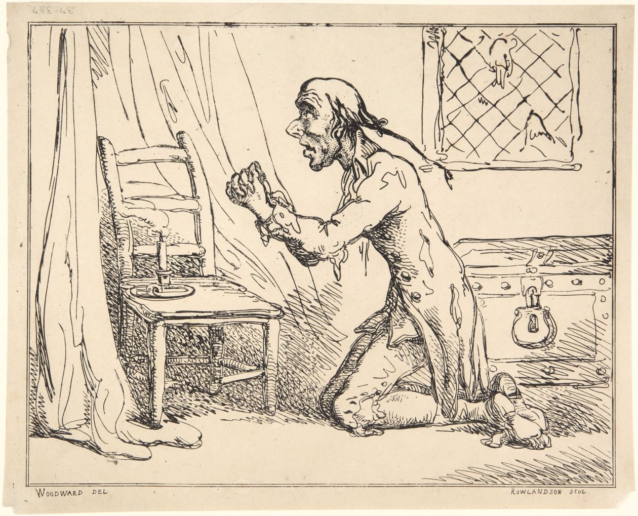 En man som ber av Thomas Rowlandson