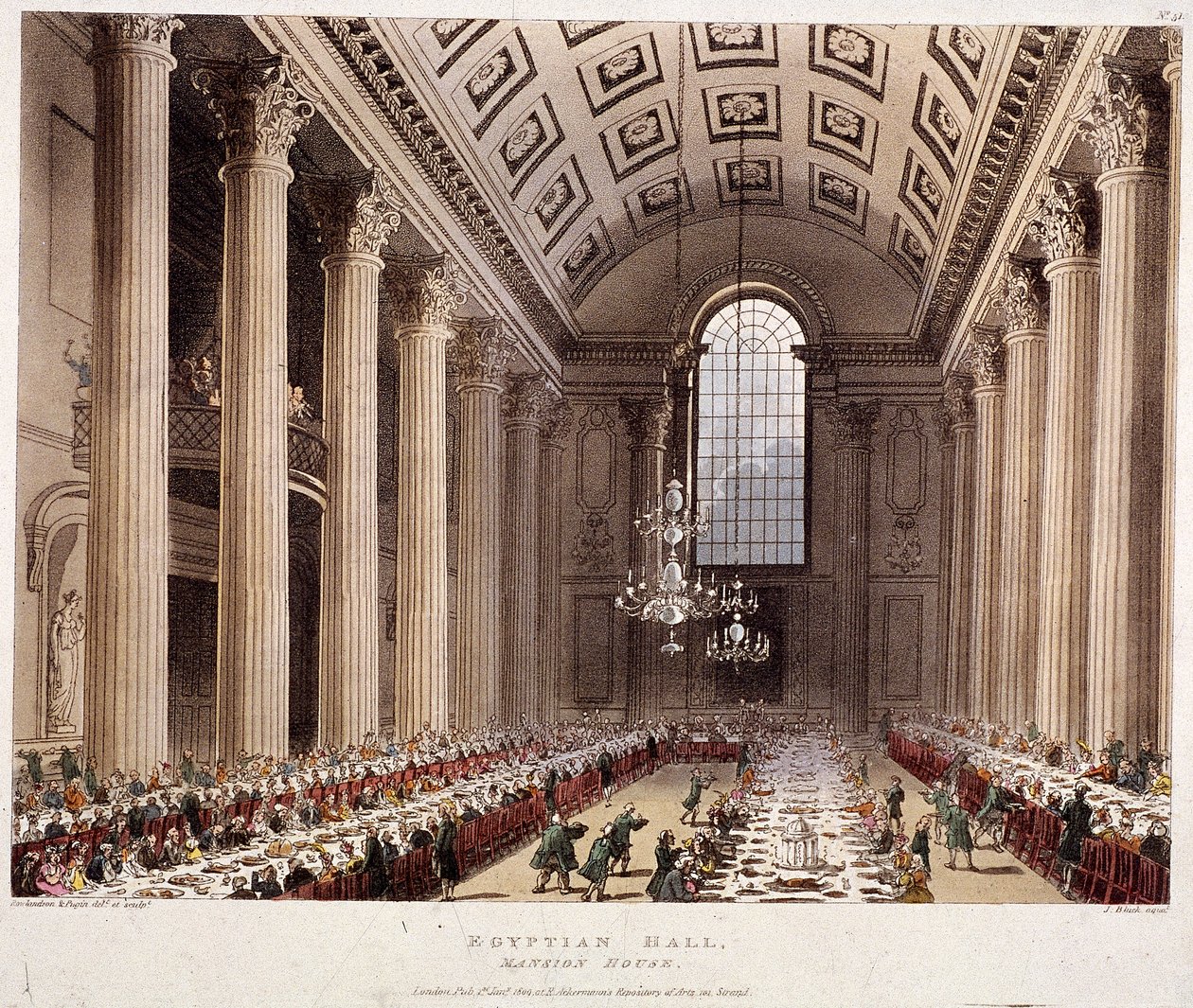 Mansion House interiör, London, 1809 av Thomas Rowlandson