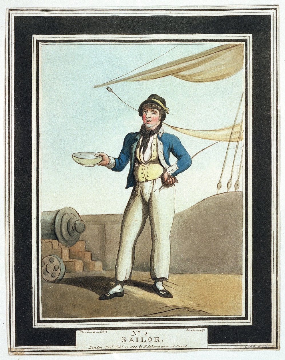 Sjöman, under Horatio Nelsons tid (1758-1805), tilldelad olika uppgifter beroende på deras förmåga, vissa arbetade på masterna lastade på vingen, andra på övre däck, ansvariga för ankaret, ytterligare andra ingick i skyttelaget av Thomas Rowlandson