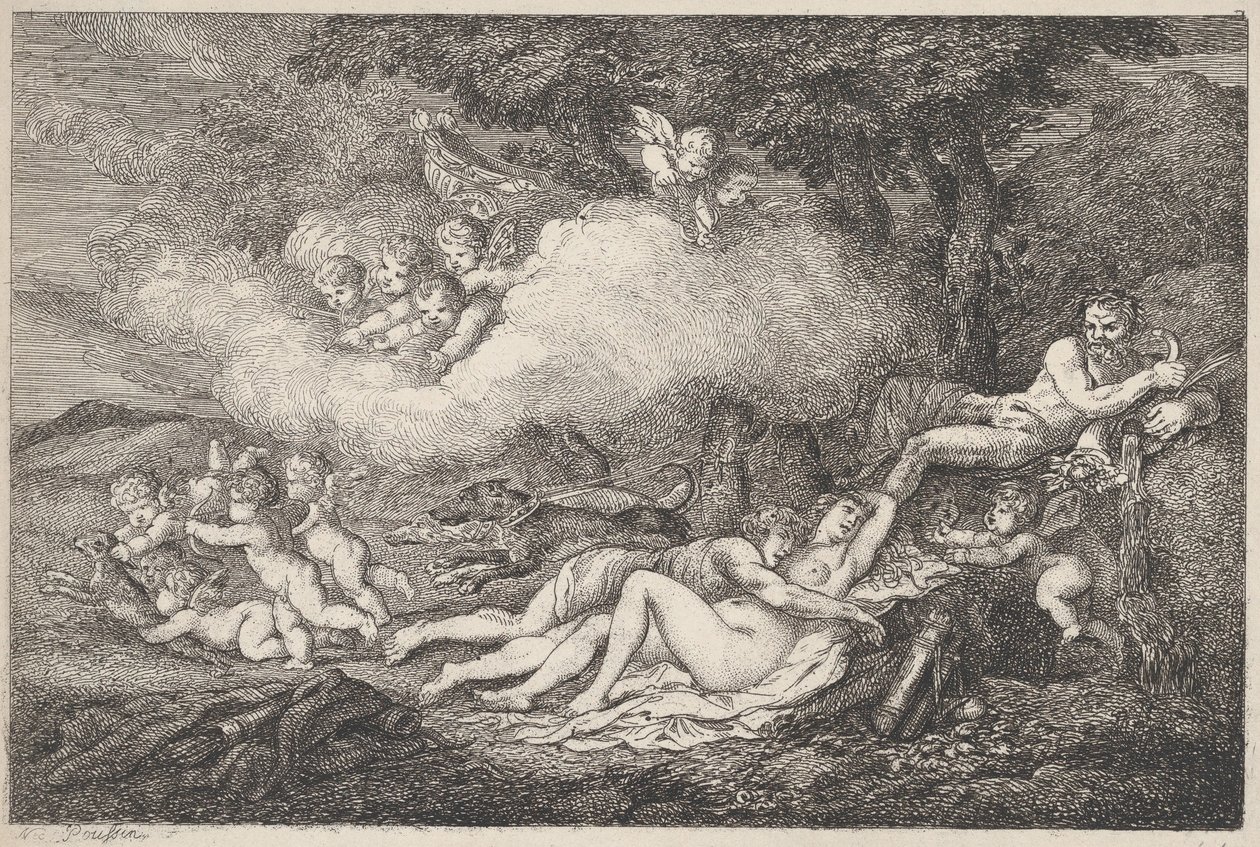 Mars och sovande Venus med Putti, 1799., 1799. av Thomas Rowlandson
