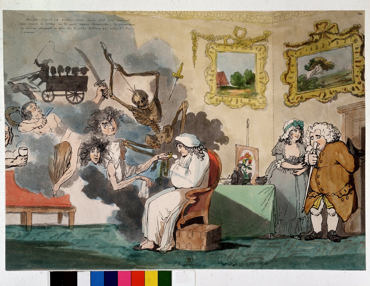Psykisk ohälsa och visioner: hypokondrium - teckning av Rowlandson av Thomas Rowlandson