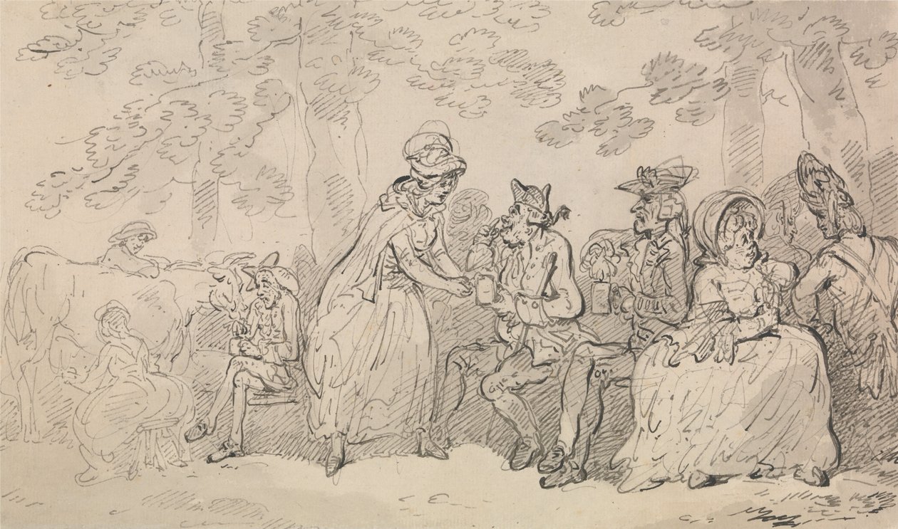 Mjölkflickor och herrar i St. James’s Park av Thomas Rowlandson