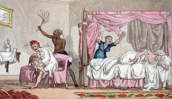 Elände i Indien, från "The Grand Master, or Adventures of Qui Hi? in Hindostan". A Hudibras Poem in Eight Cantos by Quiz", av William Combe (1741-1823) utgiven av Thomas Tegg, London. av Thomas Rowlandson