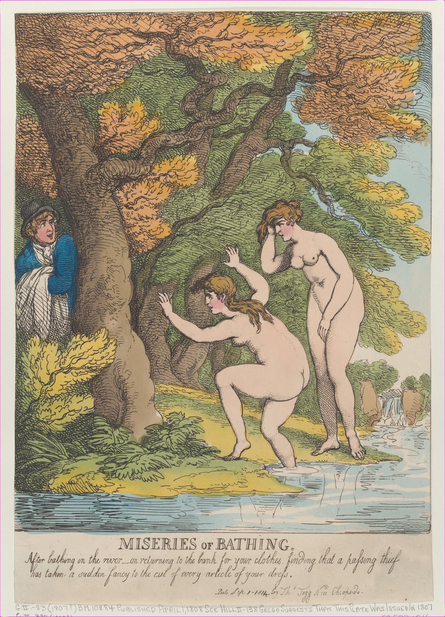 Miseries of Bathing, [1 april 1808], återutgiven sept..., [1 april 1808], återutgiven den 1 september 1814. av Thomas Rowlandson