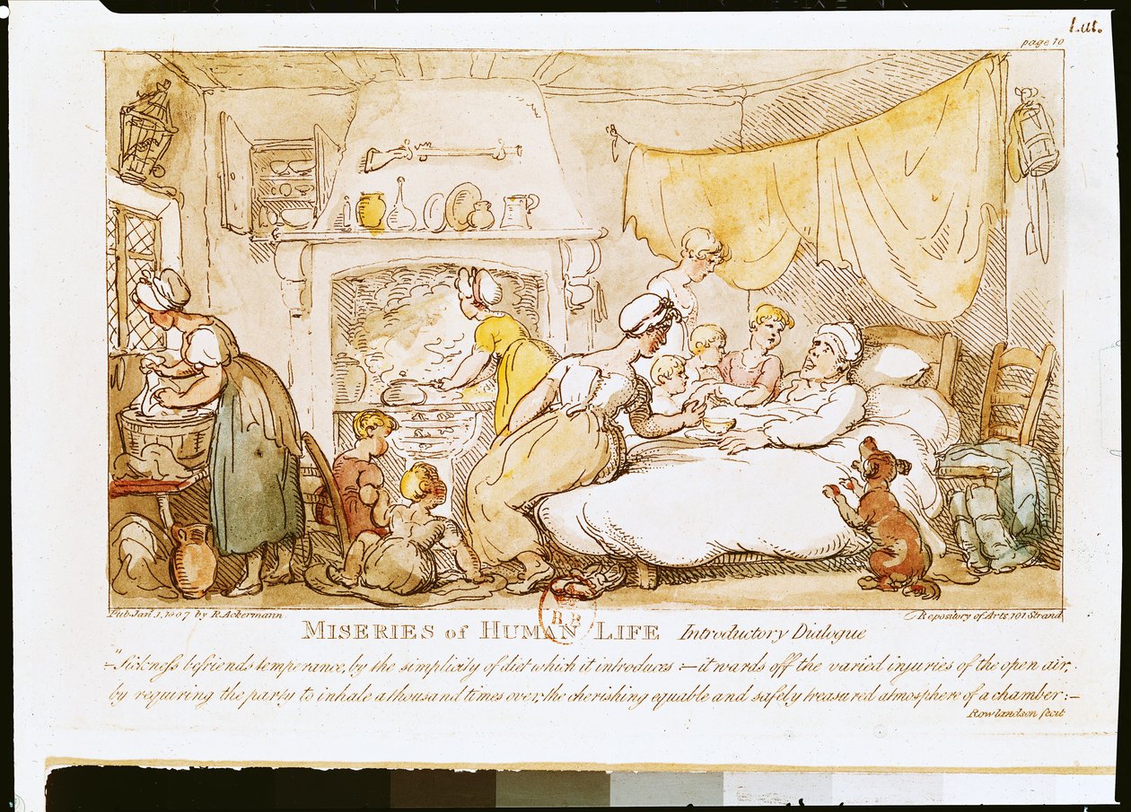 Miseries of Human Life: Introductory Dialogue, utgiven av R. Ackermann, 1807 av Thomas Rowlandson