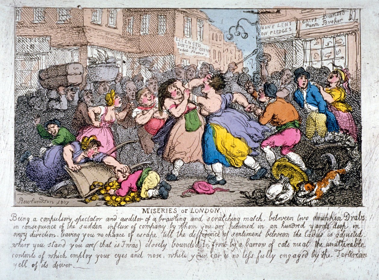 "Miseries of London", 1807 av Thomas Rowlandson