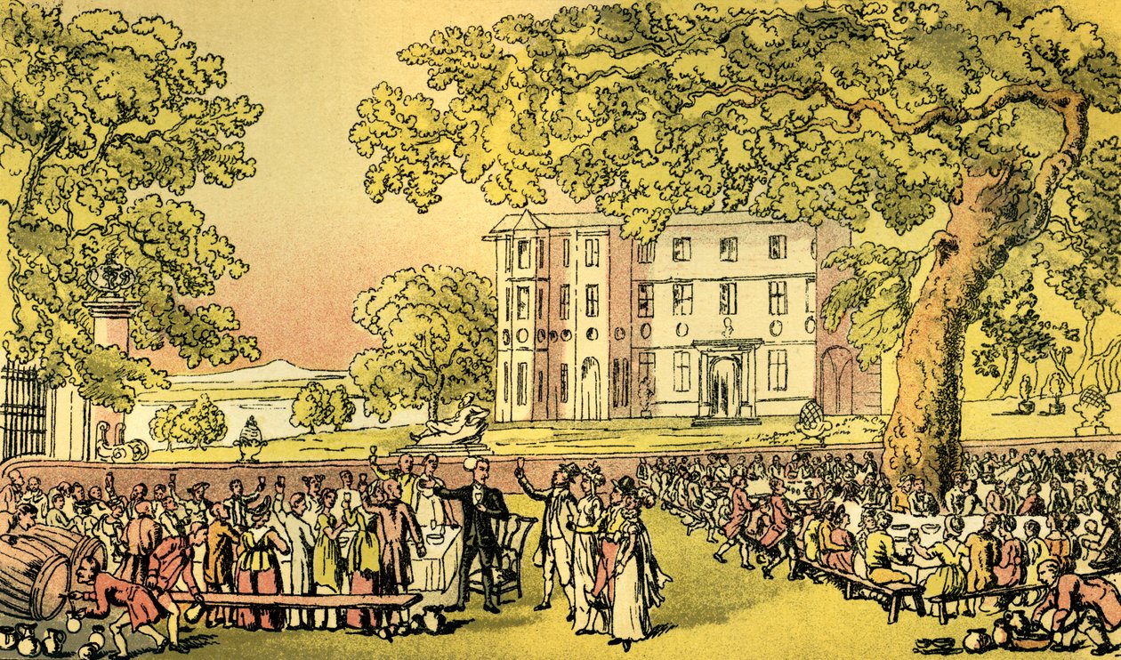 "Miss Worthys äktenskap - Dr Syntax i stolen" av Thomas Rowlandson