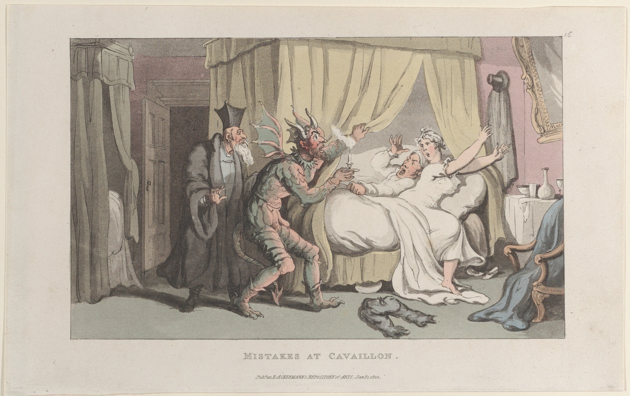 Mistakes at Cavaillon, från Journal of Sentimental Travels in the Southern Pro..., 1 januari 1822. av Thomas Rowlandson