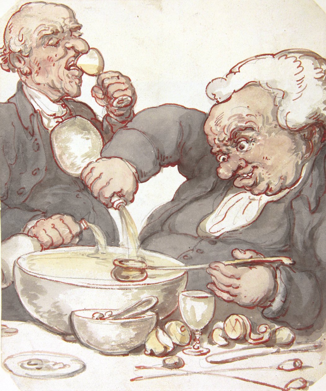 Mixing the Punch (bläck och akvarell med blyertspenna) av Thomas Rowlandson