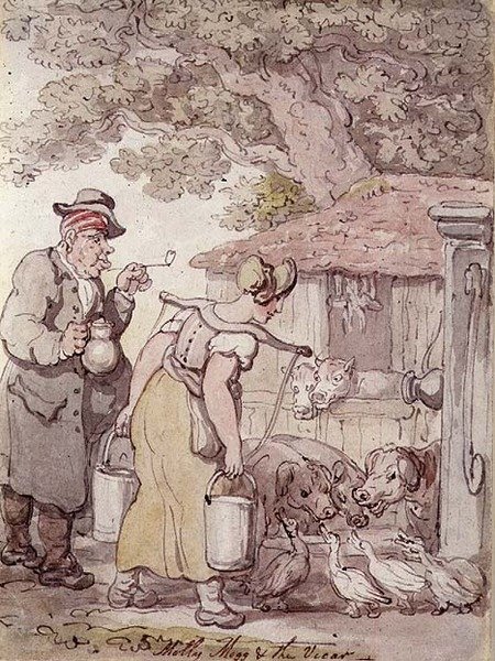 Molly Moggs and the Vicar (penna och bläck, akvarell) av Thomas Rowlandson