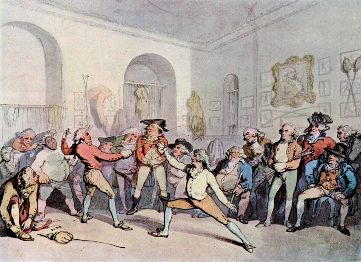 Mr H Angelos Fäktakademi, 1791, 1929 av Thomas Rowlandson