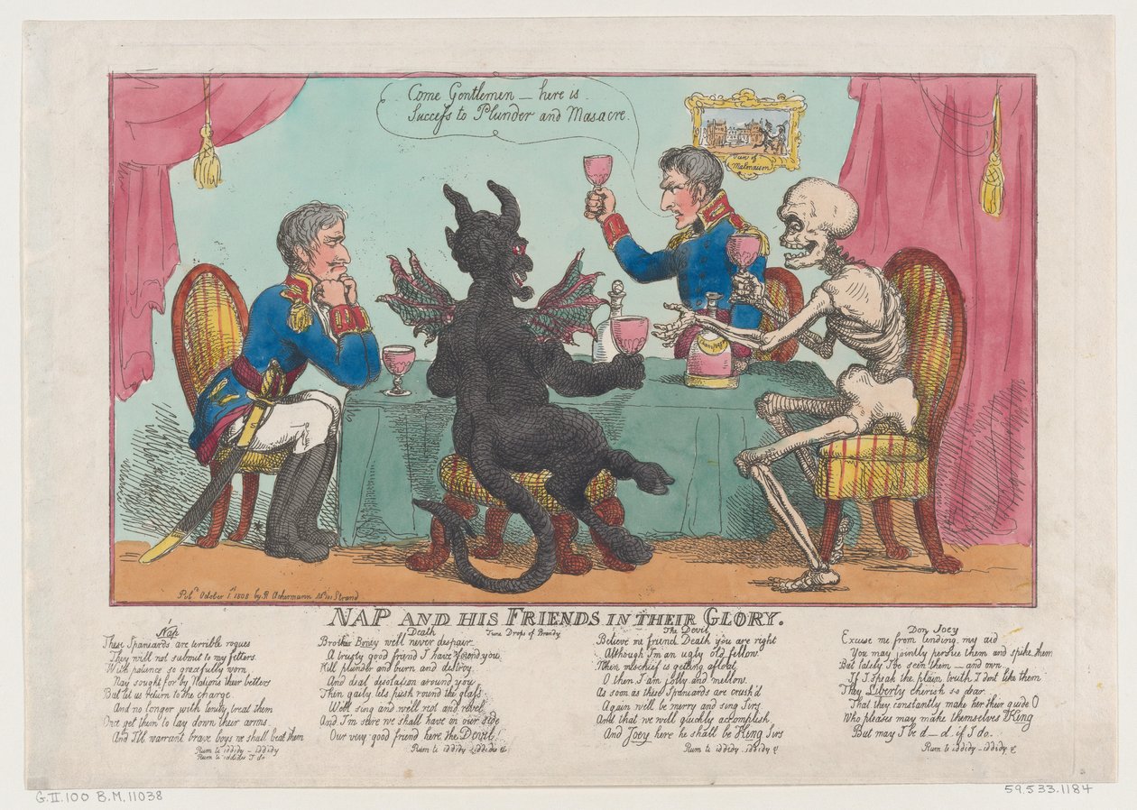 Nap and His Friends in their Glory, 1 oktober 1808., 1 oktober 1808. av Thomas Rowlandson