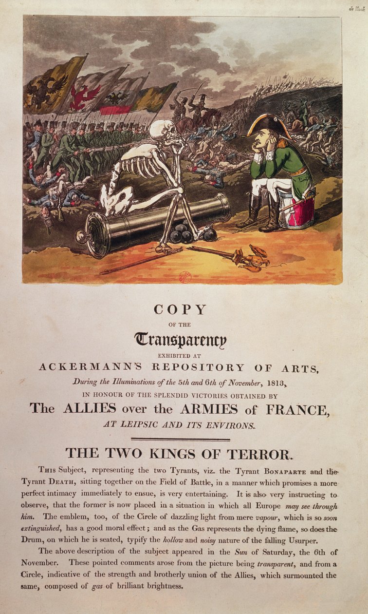Napoleon och Döden sitter tillsammans på slagfältet i Leipzig (se även 266072) av Thomas Rowlandson