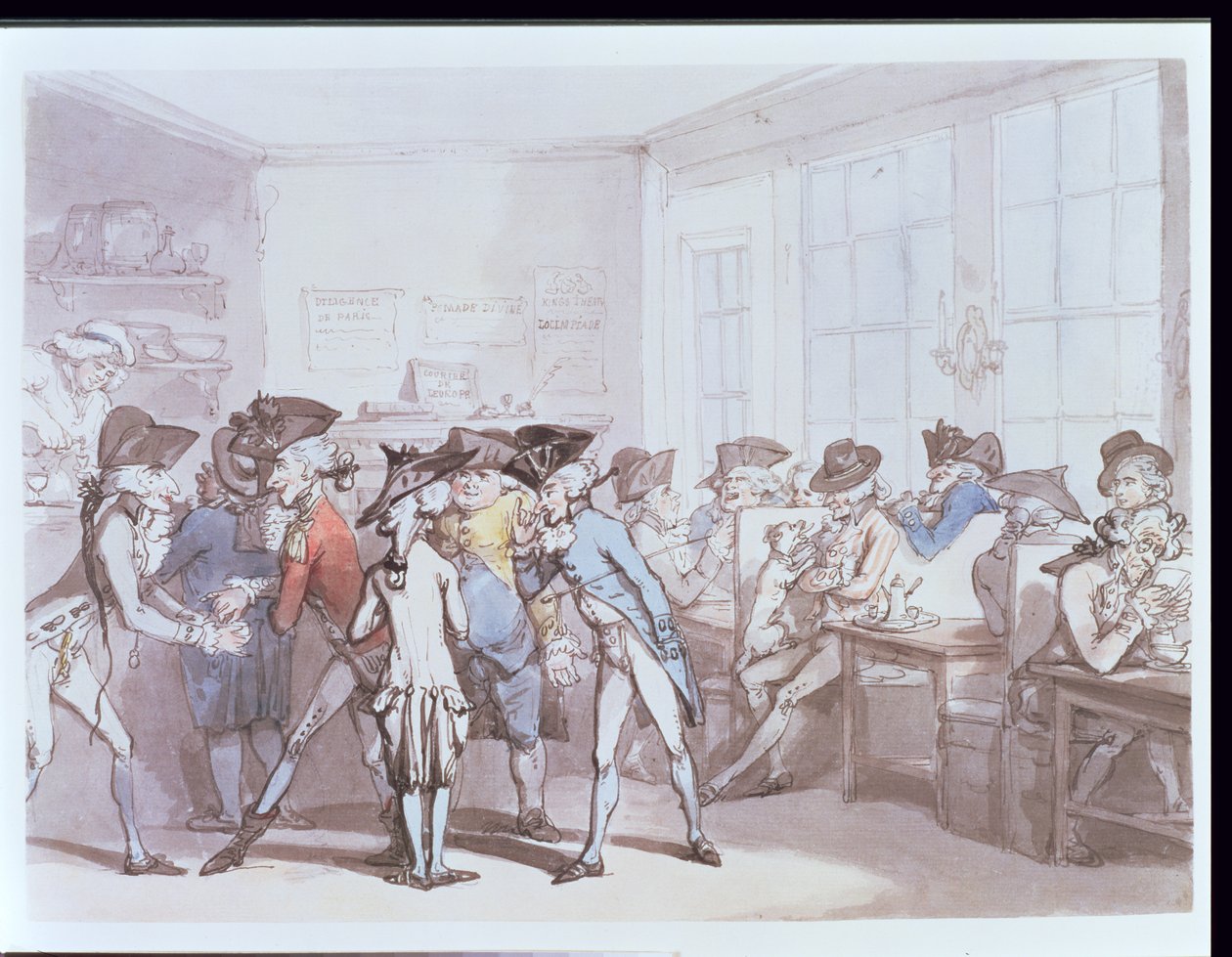 No.1732 A French Coffee House (penna och bläck, wc) av Thomas Rowlandson