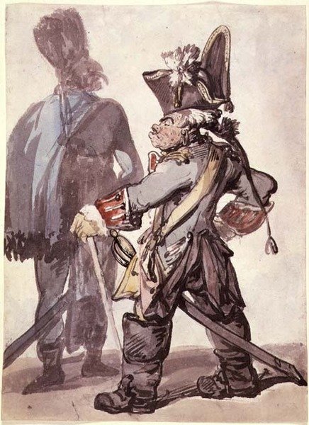 No.2160 Fredrik den Store (1712-86) och en av hans officerare (penna, sepia och akvarell på papper) av Thomas Rowlandson
