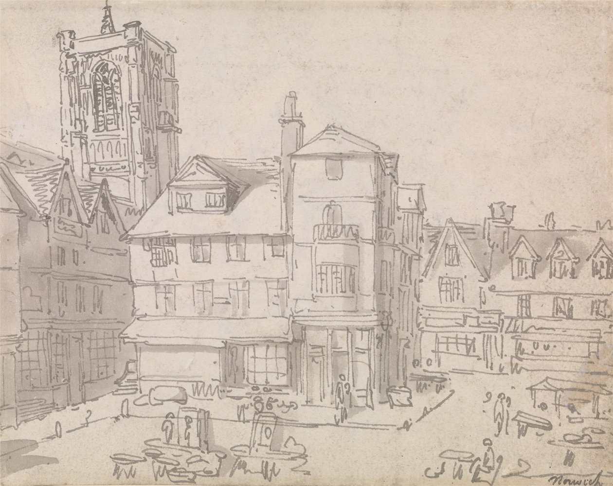 Norwichs marknadsplats av Thomas Rowlandson